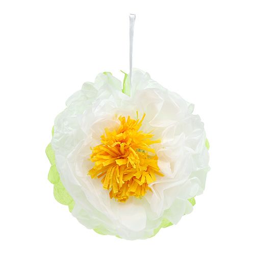 Floristik24 Fiore di carta Ø28cm da appendere verde-bianco