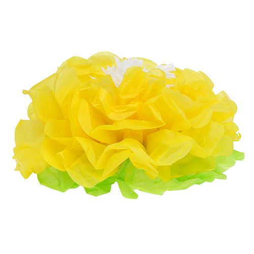 Floristik24 Fiore di carta Ø28cm da appendere verde-giallo