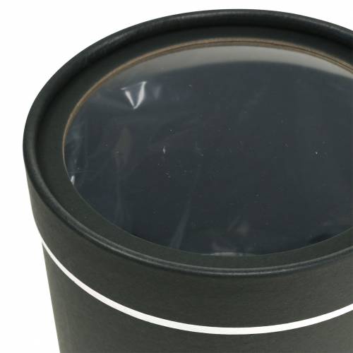 Floristik24 Fioriera rotonda in cartone nero, argento Ø12,5 / 16cm set di 2