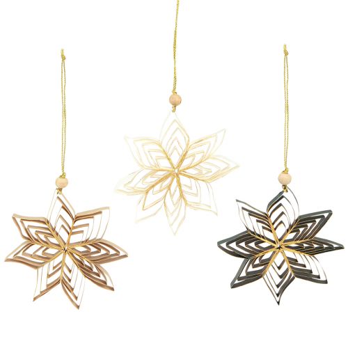 Prodotto Stelle di carta Decorazioni per albero di Natale bianco marrone verde 10 cm 6 pz
