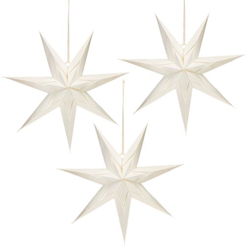Prodotto Stelle di carta in stile scandinavo, stella di Natale color crema, 45 cm, 3 pezzi