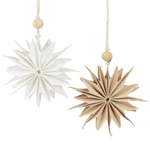 Floristik24 Stelle di carta per appendere stelle marrone bianco 12cm 6 pezzi
