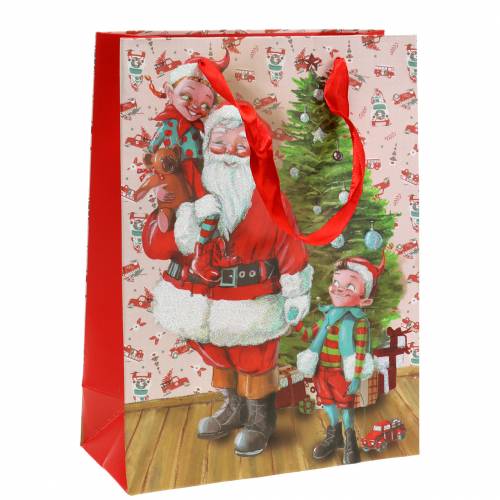 Floristik24 Sacchetto regalo in carta "Babbo Natale" H24cm