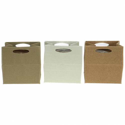 Floristik24 Sacchetto di carta Vaso per fiori Fioriera Naturale, Grigio 10,5 cm 12 Pz