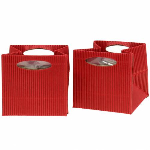 Floristik24 Fioriera per fioriera in busta di carta rossa 14cm 9pz