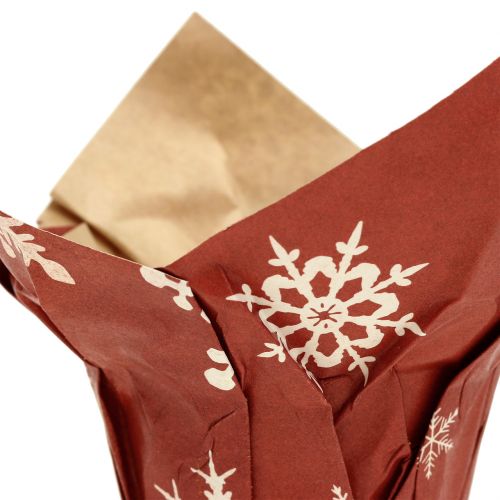 Floristik24 Vaso di carta con fiocchi di neve rosso-bianco Ø6cm 12p