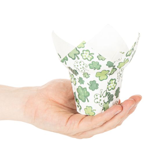 Vaso di carta con motivo a trifoglio, decorazione di Capodanno, 12 cm, 12 pezzi | Floristik24.it