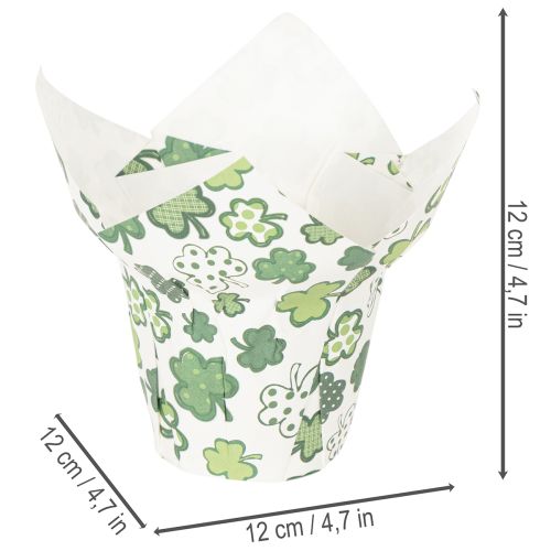 Vaso di carta con motivo a trifoglio, decorazione di Capodanno, 12 cm, 12 pezzi | Floristik24.it