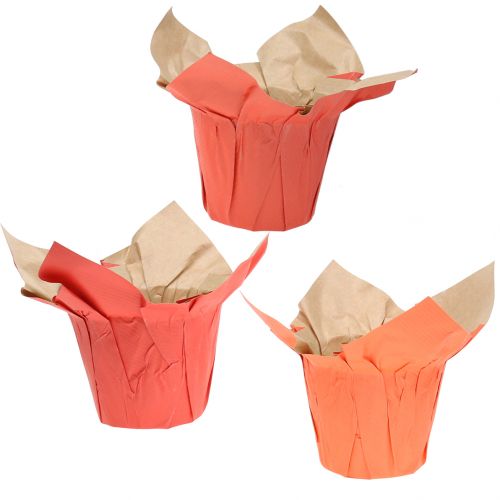 Fioriera per vasi di carta arancione / rossa Ø12cm 12 pezzi