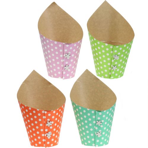 Fioriera in carta colorata con pois Ø12cm 8 pezzi