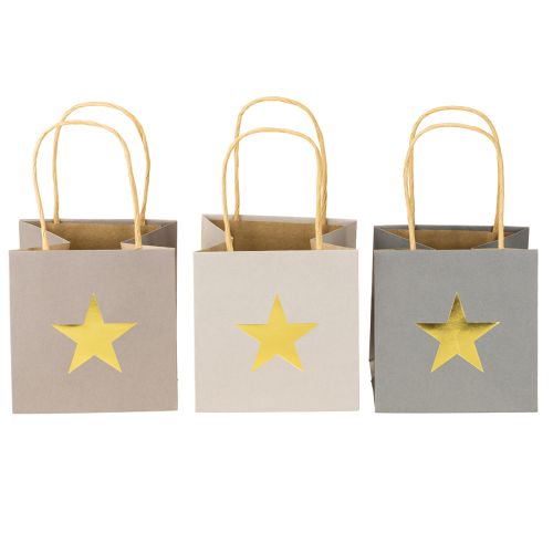 Prodotto Buste in carta con stella e manico grigie assortite cm 10,5×10,5 9pz