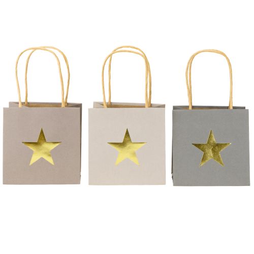 Prodotto Buste in carta con stella e manico grigie assortite cm 10,5×10,5 9pz