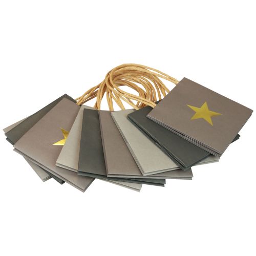 Prodotto Buste in carta con stella e manico grigie assortite cm 10,5×10,5 9pz
