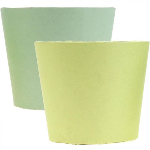 Prodotto Cachepot in carta, fioriera, vaso per erbe aromatiche blu/verde Ø15cm H13cm 4pz
