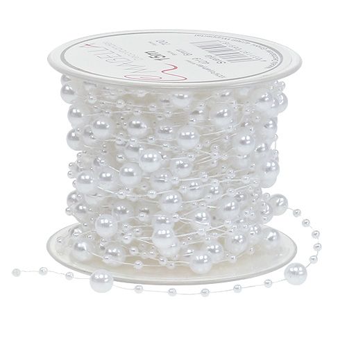 Floristik24 Cavo di perle bianco 6mm 15m