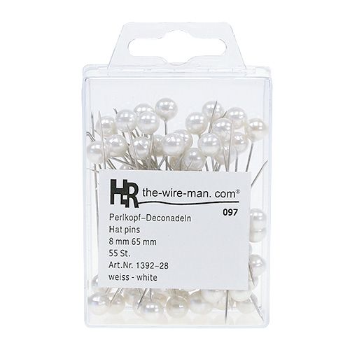 Prodotto Aghi con testa perlata bianchi Ø8mm L65mm 55 pz