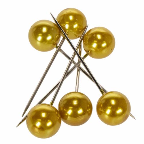 Spilli con testa di perle oro Ø20mm 90mm acquistare | Floristik24.it