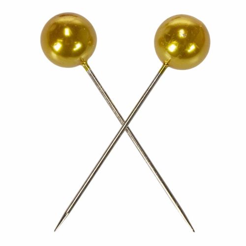 Spilli con testa di perle oro Ø20mm 90mm | Floristik24.it