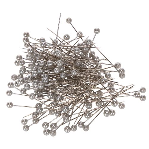 Spilli per fioristi e decorazioni con testa in madreperla, argento, Ø4mm, 40mm, 150 pezzi