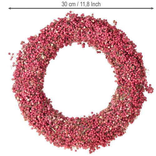 Prodotto Corona di pepe rosa, corona di bacche di pepe rosa essiccate Ø30cm