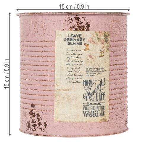 Prodotto Vaso per piante, rosa antica, scatola decorativa in metallo, vintage, Ø15,5cm H15cm