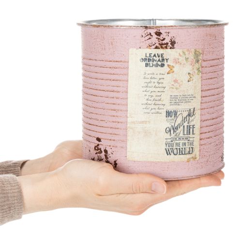 Prodotto Vaso per piante, rosa antica, scatola decorativa in metallo, vintage, Ø15,5cm H15cm