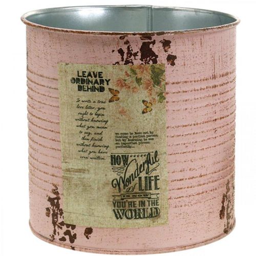 Floristik24 Fioriera rosa antico scatola decorativa in metallo vintage Ø15.5cm H15cm
