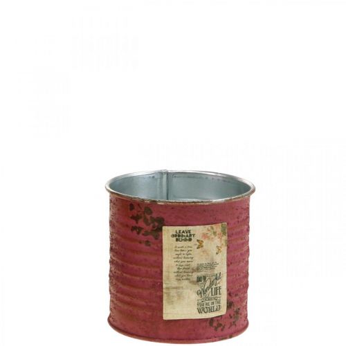 Fioriera decorativa scatola rotonda viola in metallo decorazione vintage Ø8cm H7.5cm
