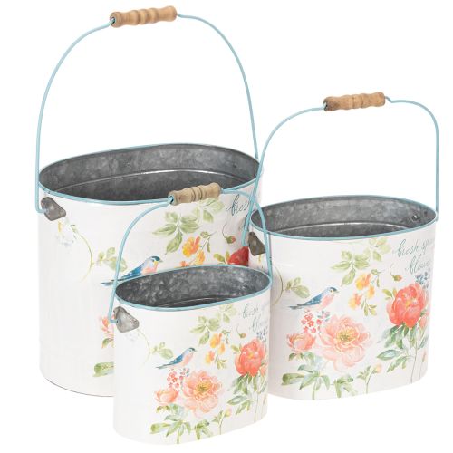 Fioriera ovale decorativa primaverile vintage, in metallo, 26/22/17 cm, set da 3 acquistare | Floristik24.it