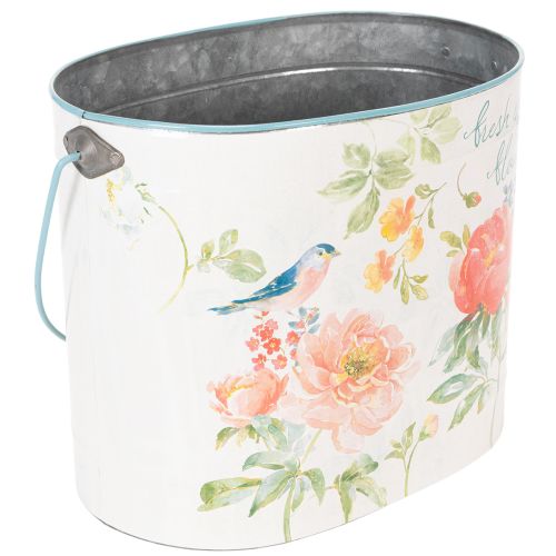 Fioriera ovale decorativa primaverile vintage, in metallo, 26/22/17 cm, set da 3 | Floristik24.it