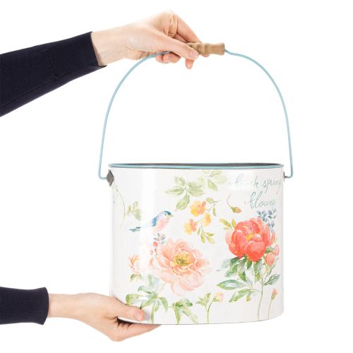 Fioriera ovale decorativa primaverile vintage, in metallo, 26/22/17 cm, set da 3 | Floristik24.it
