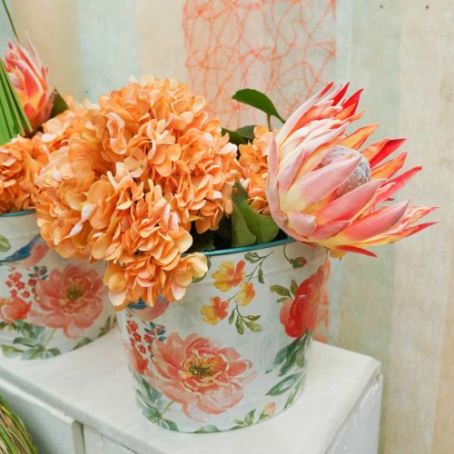 Prodotto Vaso per piante ovale vintage in metallo con decorazione primaverile 27,5 cm