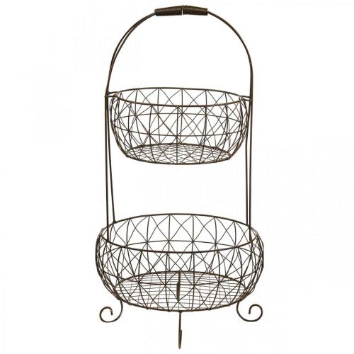 Floristik24 Supporto per cesto per piante vintage in metallo etagere a 2 livelli 62 cm