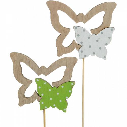 Floristik24 Spina per piante farfalla su bastone decorazione primaverile in legno 16 pezzi