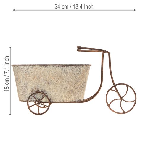 Prodotto Piantare vaso di fiori per bicicletta bicicletta ruggine grigio 34×16×18cm