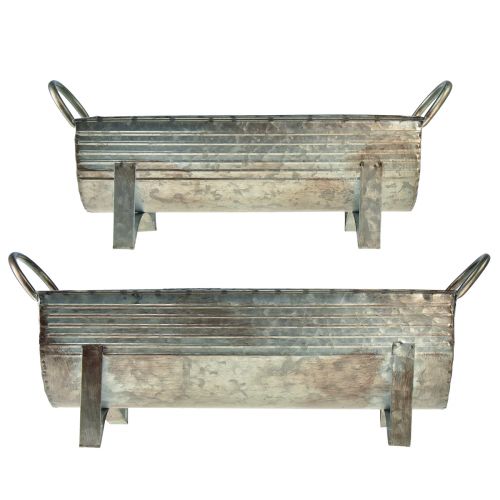 Floristik24 Grondaia per fioriera in metallo L44 cm/37,5 cm, set da 2