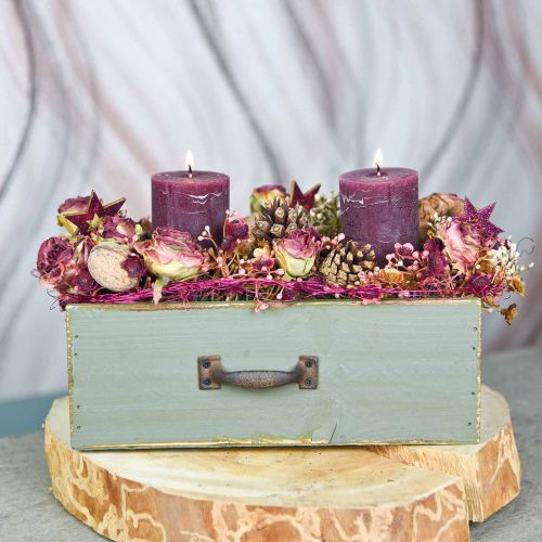 Floristik24 Fioriera decorativa cassetto legno shabby chic verde 25x13x9cm