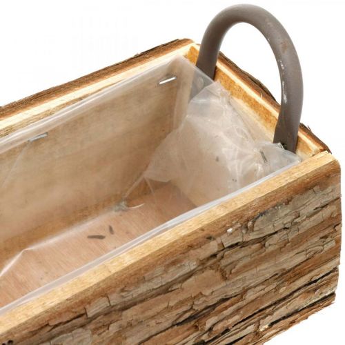 Floristik24 Fioriera, scatola di legno con corteccia, vaso di fiori con manici 46 cm