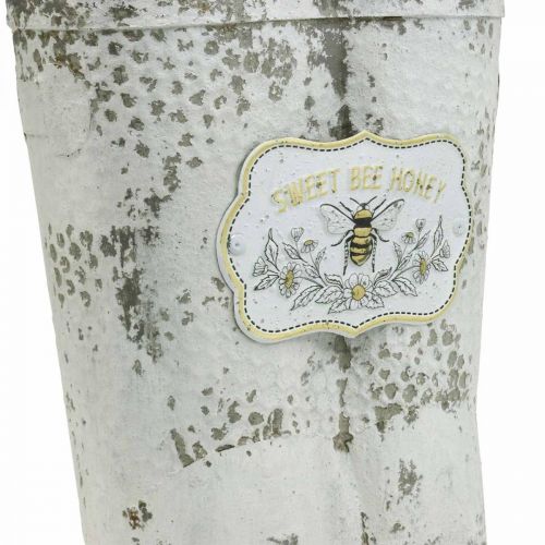 Floristik24 Fioriera Stivali Ape Metallo Bianco Decorazione da giardino vintage H31cm