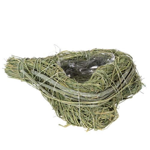 Cuore decorativo in erba naturale con inserto in lamina, 14 cm, 2 pezzi | Floristik24.it