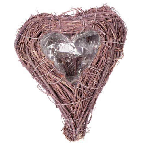 Ciotola a forma di cuore con rami e inserto in lamina per composizioni floreali, 14 cm, 2 pezzi | Floristik24.it