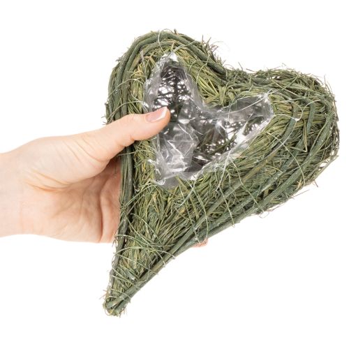 Cuore vegetale in materiale naturale con inserto in lamina, 22 cm, 2 pezzi | Floristik24.it