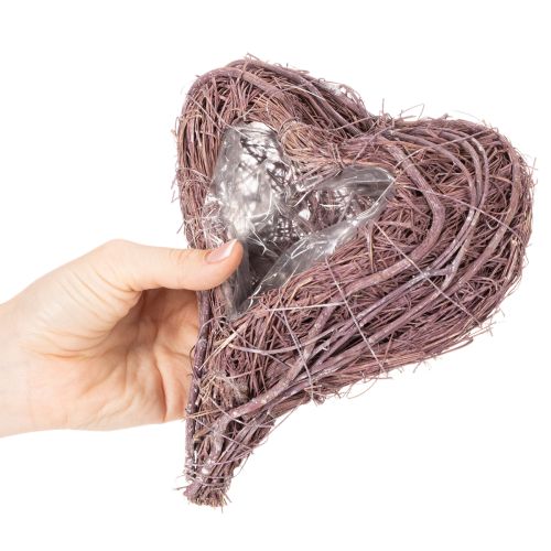 Cuore decorativo in rametti con foglio di alluminio per piante, 20 cm, 2 pezzi | Floristik24.it