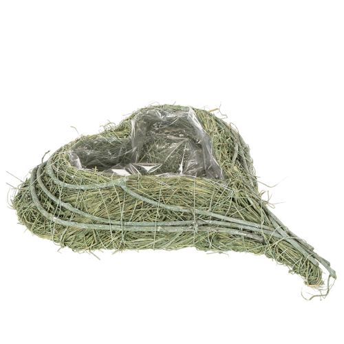 Ciotola a forma di cuore in erba naturale con foglio per la semina, 38 cm