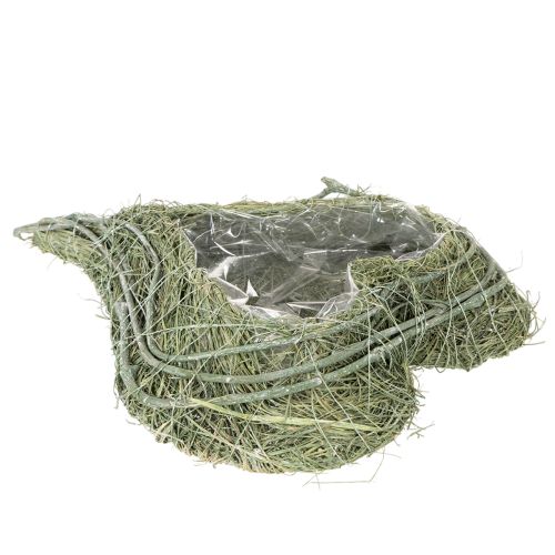 Ciotola a forma di cuore in erba naturale con foglio per la semina, 38 cm | Floristik24.it