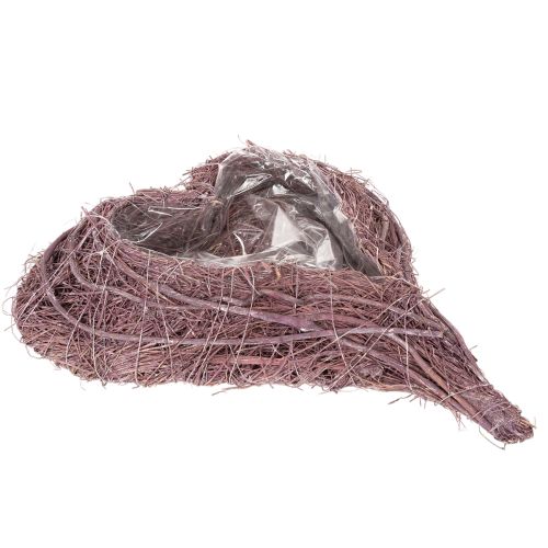 Ciotola a forma di cuore realizzata con ramoscelli e inserto in lamina, 37 cm