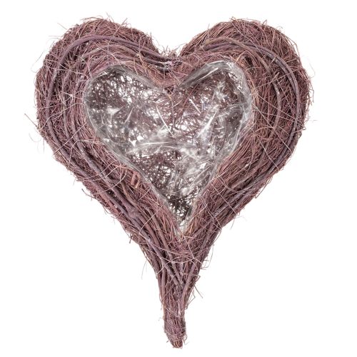 Ciotola a forma di cuore realizzata con ramoscelli e inserto in lamina, 37 cm | Floristik24.it