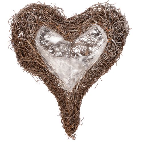 Fioriera a forma di cuore realizzata con ramoscelli e lamina metallica, 20 cm, 2 pezzi | Floristik24.it