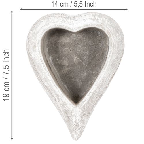 Ciotola decorativa a forma di cuore, grigia; piccolo vaso a forma di cuore, 19 cm | Floristik24.it