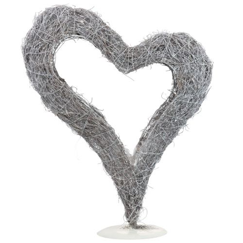 Floristik24 Cuore di pianta in piedi Cuore di vite Decorazione da tavola bianca 36×9×48 cm